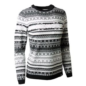 Neve Zoe Crewneck Sweater Women’s Small Merino Wool Blend Black Gray White S